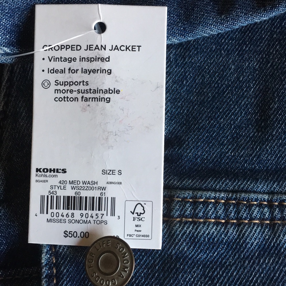 NWT, Cropped Denim Jacket - Picture 9 of 10